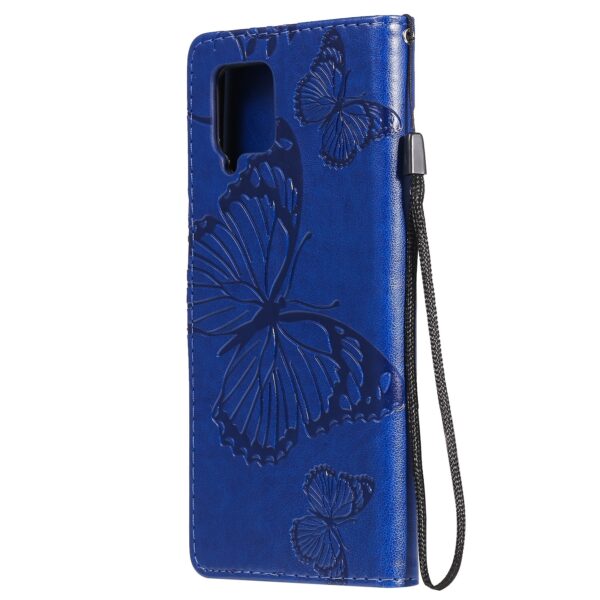 Θήκη Samsung Galaxy A42 Βιβλίο Μπλε Πεταλούδες 3D Butterflies Embossing Pattern Horizontal Flip Case Blue