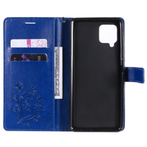 Θήκη Samsung Galaxy A42 Βιβλίο Μπλε Πεταλούδες 3D Butterflies Embossing Pattern Horizontal Flip Case Blue