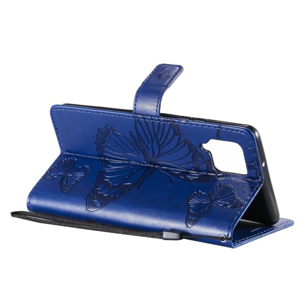 Θήκη Samsung Galaxy A42 Βιβλίο Μπλε Πεταλούδες 3D Butterflies Embossing Pattern Horizontal Flip Case Blue