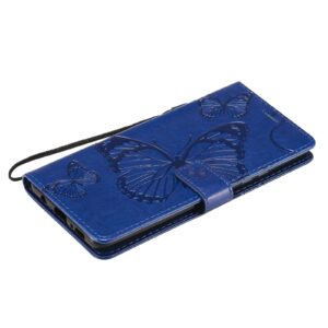 Θήκη Samsung Galaxy A42 Βιβλίο Μπλε Πεταλούδες 3D Butterflies Embossing Pattern Horizontal Flip Case Blue