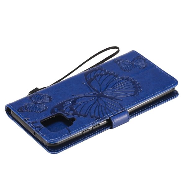 Θήκη Samsung Galaxy A42 Βιβλίο Μπλε Πεταλούδες 3D Butterflies Embossing Pattern Horizontal Flip Case Blue