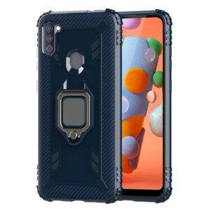 Θήκη Samsung Galaxy M11 / A11 Μπλε Carbon Fiber Protective Case with 360 Degree Rotating Ring Holder Blue