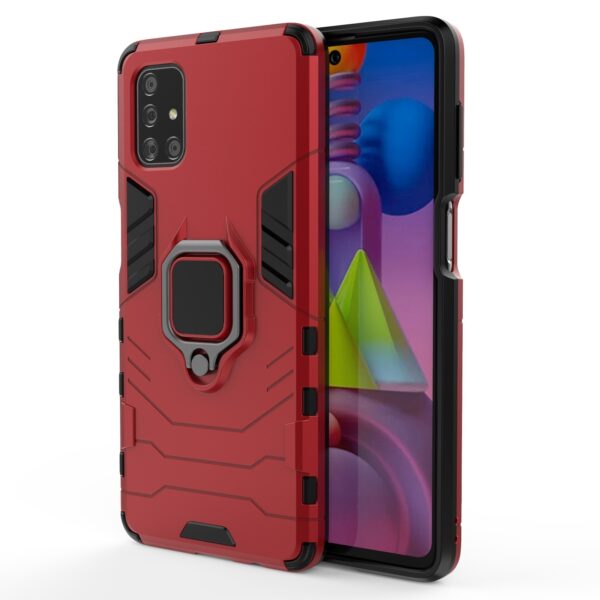 Σκληρή Θήκη Samsung Galaxy M51 Κόκκινη Με Σταντ PC + TPU Shockproof Protective Case with Magnetic Ring Holder Red
