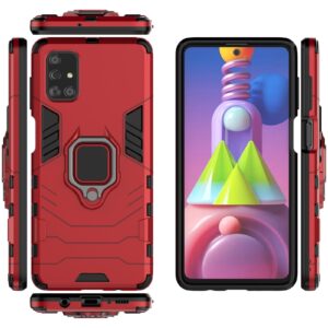 Σκληρή Θήκη Samsung Galaxy M51 Κόκκινη Με Σταντ PC + TPU Shockproof Protective Case with Magnetic Ring Holder Red