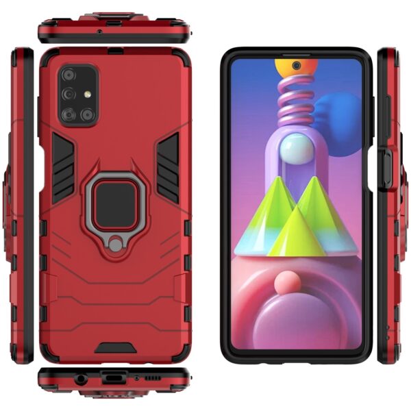 Σκληρή Θήκη Samsung Galaxy M51 Κόκκινη Με Σταντ PC + TPU Shockproof Protective Case with Magnetic Ring Holder Red