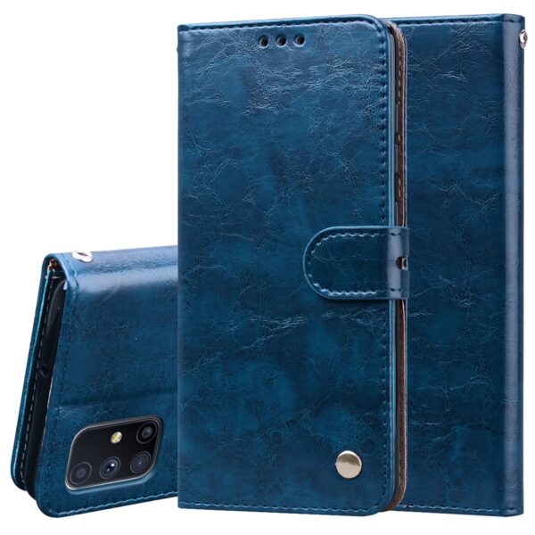 Θήκη Samsung Galaxy M51 Βιβλίο Μπλε Business Style Oil Wax Texture Horizontal Flip Case Blue