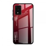Forcell Samsung Galaxy A41 Gradient Color Glass Θήκη με Πλαίσιο Σιλικόνης Διάφανη - Red