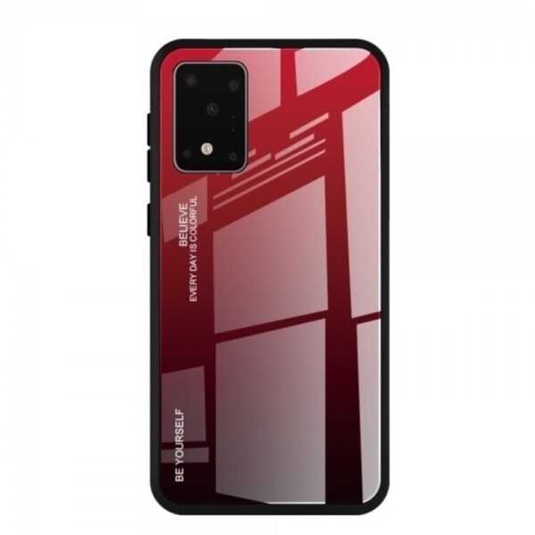 Forcell Samsung Galaxy A41 Gradient Color Glass Θήκη με Πλαίσιο Σιλικόνης Διάφανη - Red