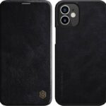Θήκη iPhone 12 / 12 Pro Βιβλίο Μαύρο NILLKIN QIN Series Crazy Horse Texture Horizontal Flip Leather Case with Card Slot Black