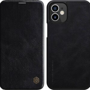 Θήκη iPhone 12 / 12 Pro Βιβλίο Μαύρο NILLKIN QIN Series Crazy Horse Texture Horizontal Flip Leather Case with Card Slot Black