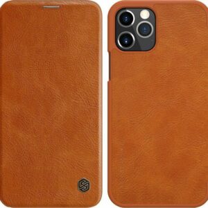 Θήκη iPhone 12 / 12 Pro Βιβλίο Καφέ NILLKIN QIN Series Crazy Horse Texture Horizontal Flip Leather Case with Card Slot Brown