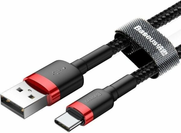 Baseus Καλώδιο Type-C Braided USB 2.0 Cable USB-C male - USB-A male Μαύρο 2m (CATKLF-C91)