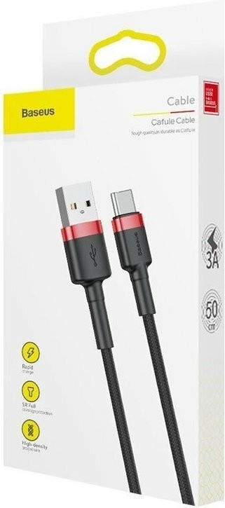 Baseus Καλώδιο Type-C Braided USB 2.0 Cable USB-C male - USB-A male Μαύρο 2m (CATKLF-C91)
