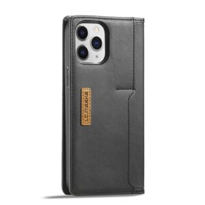 Θήκη iPhone 12 / 12 Pro Βιβλίο Μαύρο LC.IMEEKE LC-001 Series PU + TPU Color Matching Frosted Horizontal Flip Case Black