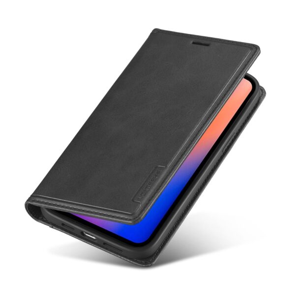 Θήκη iPhone 12 / 12 Pro Βιβλίο Μαύρο LC.IMEEKE LC-001 Series PU + TPU Color Matching Frosted Horizontal Flip Case Black