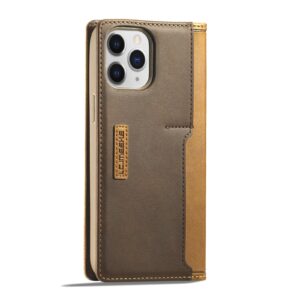 Θήκη iPhone 12 / 12 Pro Βιβλίο Καφέ LC.IMEEKE LC-001 Series PU + TPU Color Matching Frosted Horizontal Flip Case Brown