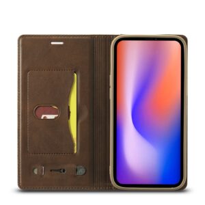 Θήκη iPhone 12 / 12 Pro Βιβλίο Καφέ LC.IMEEKE LC-001 Series PU + TPU Color Matching Frosted Horizontal Flip Case Brown