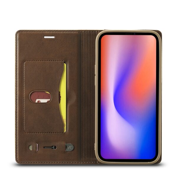 Θήκη iPhone 12 / 12 Pro Βιβλίο Καφέ LC.IMEEKE LC-001 Series PU + TPU Color Matching Frosted Horizontal Flip Case Brown