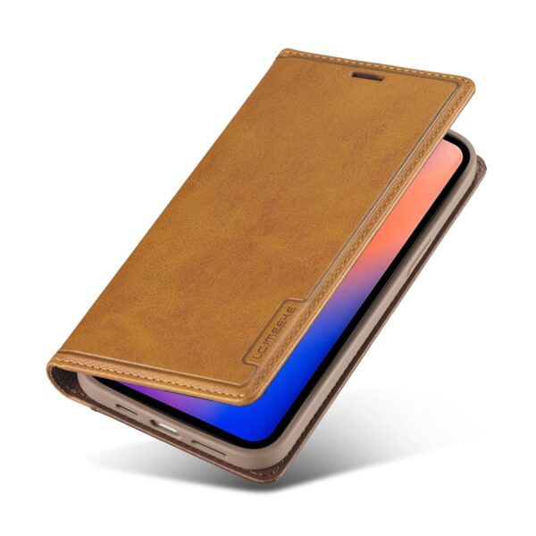 Θήκη iPhone 12 / 12 Pro Βιβλίο Καφέ LC.IMEEKE LC-001 Series PU + TPU Color Matching Frosted Horizontal Flip Case Brown