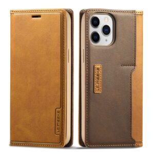 Θήκη iPhone 12 / 12 Pro Βιβλίο Καφέ LC.IMEEKE LC-001 Series PU + TPU Color Matching Frosted Horizontal Flip Case Brown