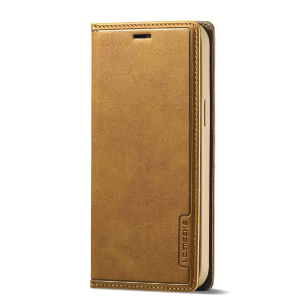 Θήκη iPhone 12 / 12 Pro Βιβλίο Καφέ LC.IMEEKE LC-001 Series PU + TPU Color Matching Frosted Horizontal Flip Case Brown