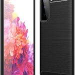 Θήκη Samsung Galaxy S21 Plus 5G Σιλικόνης Μαύρη Brushed Carbon Fiber Silicone Case Black