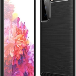 Θήκη Samsung Galaxy S21 Plus 5G Σιλικόνης Μαύρη Brushed Carbon Fiber Silicone Case Black
