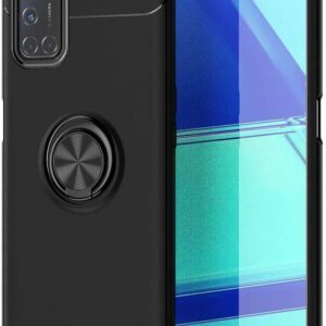 Forcell Samsung Galaxy A72 4G / A72 5G Metal Ring Holder 360 Degree Rotating Θήκη Σιλικόνης - Black