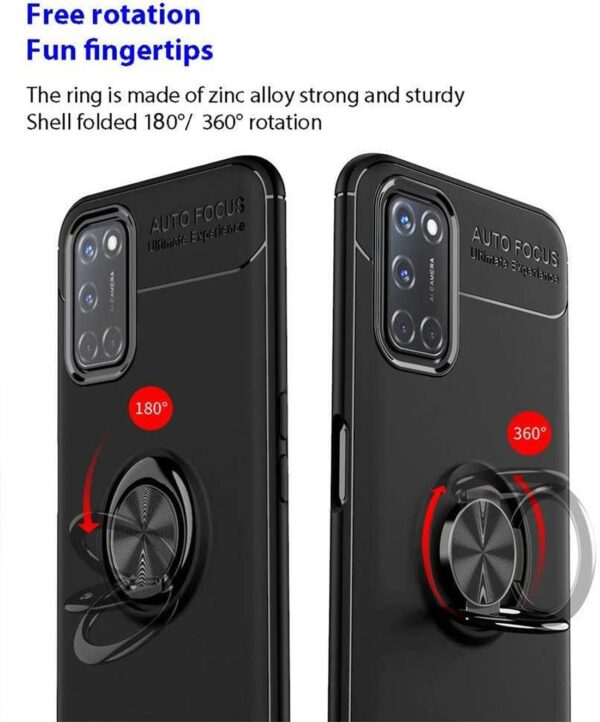 Forcell Samsung Galaxy A72 4G / A72 5G Metal Ring Holder 360 Degree Rotating Θήκη Σιλικόνης - Black