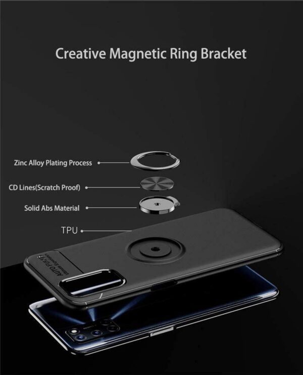 Forcell Samsung Galaxy A72 4G / A72 5G Metal Ring Holder 360 Degree Rotating Θήκη Σιλικόνης - Black