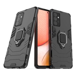 Samsung Galaxy A72 4G / A72 5G Σκληρή Θήκη Μαύρη Με Σταντ Shockproof PC + TPU Protective Case with Magnetic Ring Holder Black
