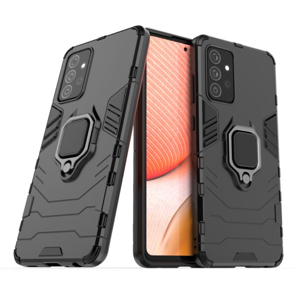 Samsung Galaxy A72 4G / A72 5G Σκληρή Θήκη Μαύρη Με Σταντ Shockproof PC + TPU Protective Case with Magnetic Ring Holder Black