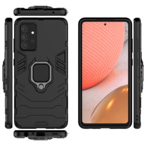 Samsung Galaxy A72 4G / A72 5G Σκληρή Θήκη Μαύρη Με Σταντ Shockproof PC + TPU Protective Case with Magnetic Ring Holder Black