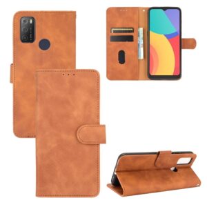 Θήκη TCL 20Y / Alcatel 1S 2021 Βιβλίο Καφέ Solid Color Skin Feel Magnetic Buckle Horizontal Flip Calf Texture Case Brown