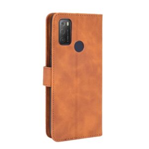 Θήκη TCL 20Y / Alcatel 1S 2021 Βιβλίο Καφέ Solid Color Skin Feel Magnetic Buckle Horizontal Flip Calf Texture Case Brown