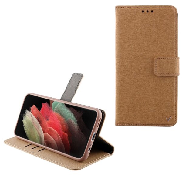 Θήκη Samsung Galaxy S21 Ultra 5G Βιβλίο Χρυσό Volte-Tel Allure Magnet Book Stand Clip Gold