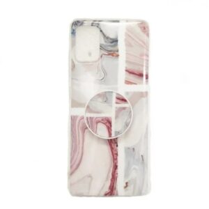Forcell Samsung Galaxy A51 4G Wave Coral IMD Glossy Marble with Foldable Holder Θήκη Σιλικόνης με Σχέδιο