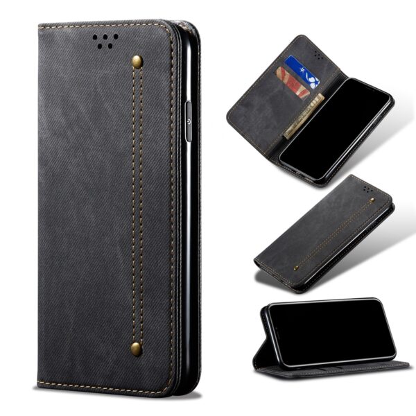Θήκη Xiaomi Redmi Note 10 4G / Note 10S / Poco M5s Βιβλίο Μαύρο Denim Texture Casual Style Horizontal Flip Case Black