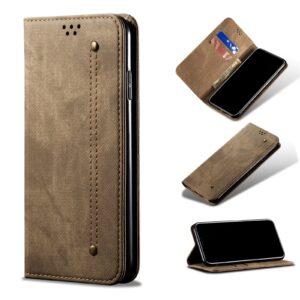 Θήκη Xiaomi Redmi Note 10 4G / Note 10S / Poco M5s Βιβλίο Χακί Denim Texture Casual Style Horizontal Flip Case Black Khaki