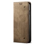Θήκη Xiaomi Redmi Note 10 4G / Note 10S / Poco M5s Βιβλίο Χακί Denim Texture Casual Style Horizontal Flip Case Black Khaki