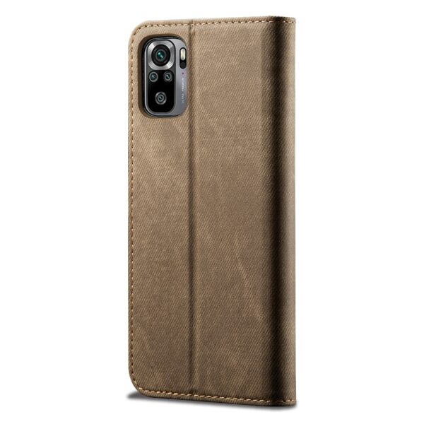 Θήκη Xiaomi Redmi Note 10 4G / Note 10S / Poco M5s Βιβλίο Χακί Denim Texture Casual Style Horizontal Flip Case Black Khaki