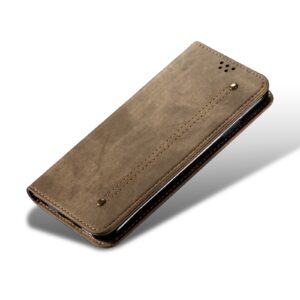 Θήκη Xiaomi Redmi Note 10 4G / Note 10S / Poco M5s Βιβλίο Χακί Denim Texture Casual Style Horizontal Flip Case Black Khaki