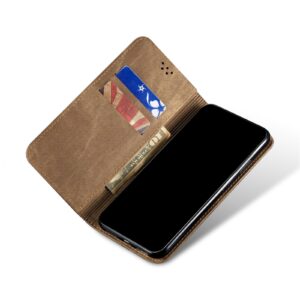 Θήκη Xiaomi Redmi Note 10 4G / Note 10S / Poco M5s Βιβλίο Χακί Denim Texture Casual Style Horizontal Flip Case Black Khaki