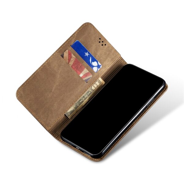 Θήκη Xiaomi Redmi Note 10 4G / Note 10S / Poco M5s Βιβλίο Χακί Denim Texture Casual Style Horizontal Flip Case Black Khaki