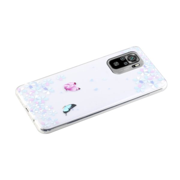 Θήκη Xiaomi Redmi Note 10 4G / Note 10S / Poco M5s Σιλικόνης Μικρές Πεταλούδες Coloured Drawing Pattern Transparent TPU Protecti