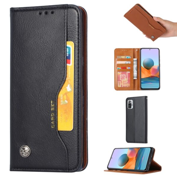 Θήκη Xiaomi Redmi Note 10 4G / Note 10S / Poco M5s Βιβλίο Μαύρο Knead Skin Texture Horizontal Flip Case Black