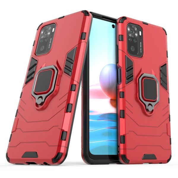Σκληρή Θήκη Xiaomi Redmi Note 10 4G / Note 10S / Poco M5s Κόκκινη Με Σταντ Shockproof PC + TPU Protective Case with Magnetic Rin