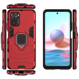 Σκληρή Θήκη Xiaomi Redmi Note 10 4G / Note 10S / Poco M5s Κόκκινη Με Σταντ Shockproof PC + TPU Protective Case with Magnetic Rin