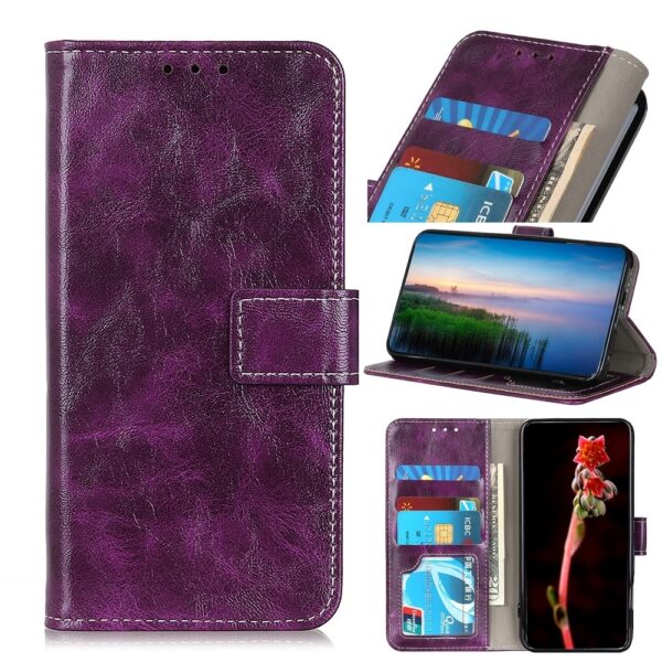 Θήκη Xiaomi Poco F3 / Mi 11i Βιβλίο Μωβ Retro Crazy Horse Texture Horizontal Flip Case Purple