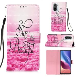 Θήκη Xiaomi Poco F3 / Mi 11i Βιβλίο Ροζ Σύννεφα 3D Painting Horizontal Flip Case Pink Clouds